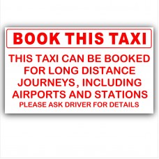 Book This Taxi-Red on White-Taxi,Minicab,Minibus Sticker-Airport,Station Bookings taken Information Vinyl Sign 